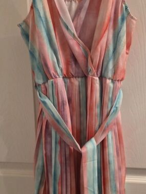 SHEIN Pink Blue Stripe Mini Dress